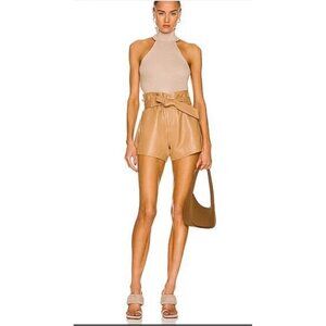 NWT Marissa Webb Banks Paperbag Leather Boyfriend Shorts Fawn Sz 4 $ $425